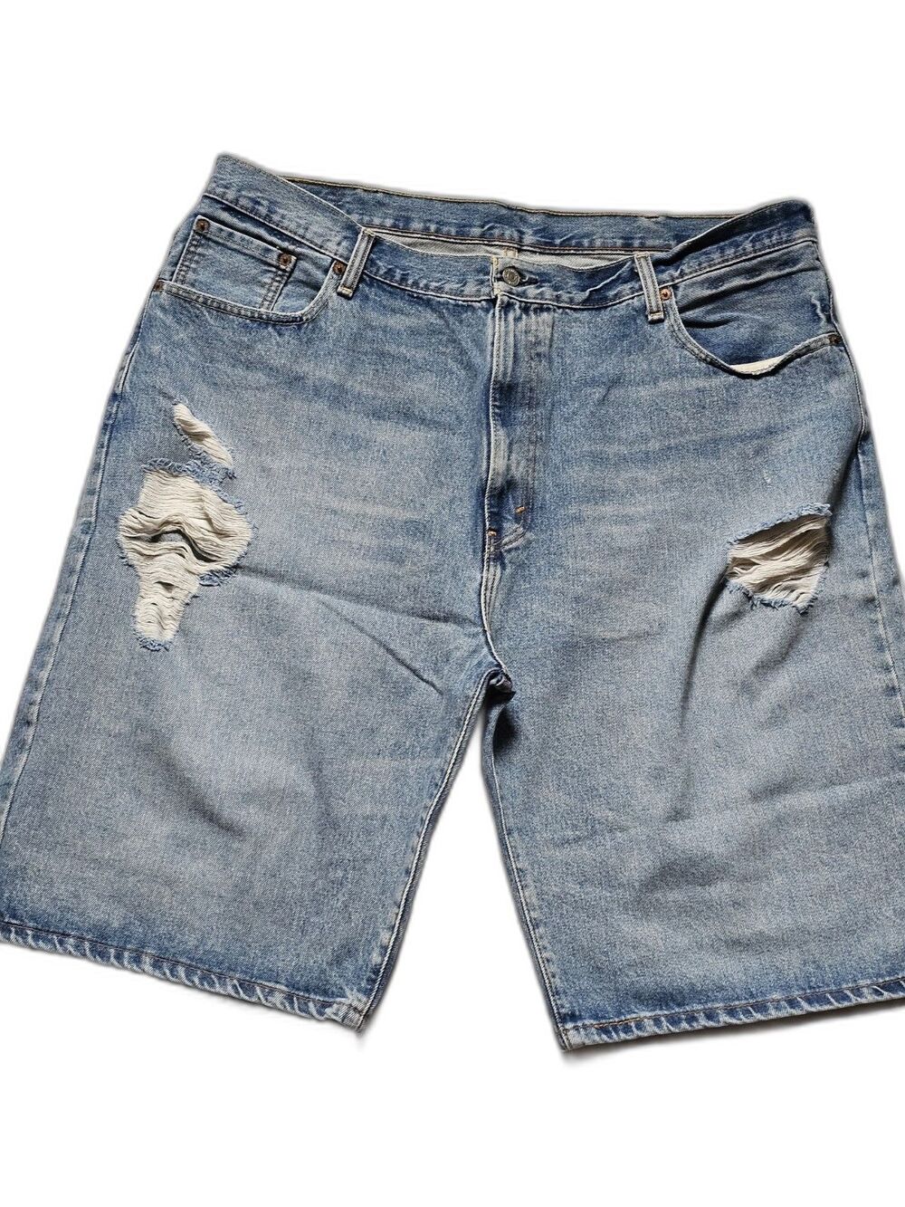 Levi’s 569 Loose Denim Shorts Men’s 42 Light Wash Distressed Relaxed Fit Jorts